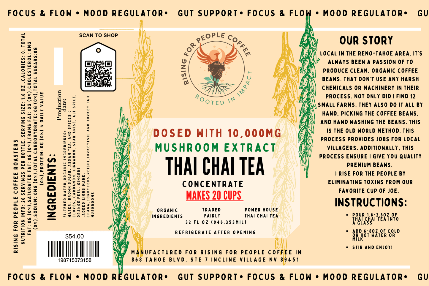Mushroom Cold Brew & Thai Chai Concentrate Set — Rising For People Coffee, Reno NV — image 8