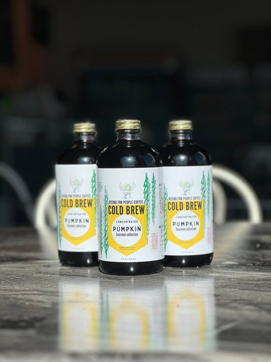 Limited Edition - Pumpkin Cold brew - preorder - Rising For People Coffee Co.CoffeeRising For People Coffee Co.Rising For People Coffee Co.Rising For people coffee cold brew bottle— Pumpkin cold brew concentrate