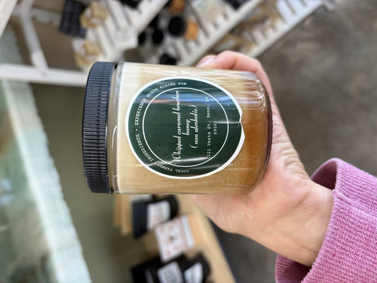 Whipped Caramel Bourbon Honey 8 oz jar — local Sierra honey