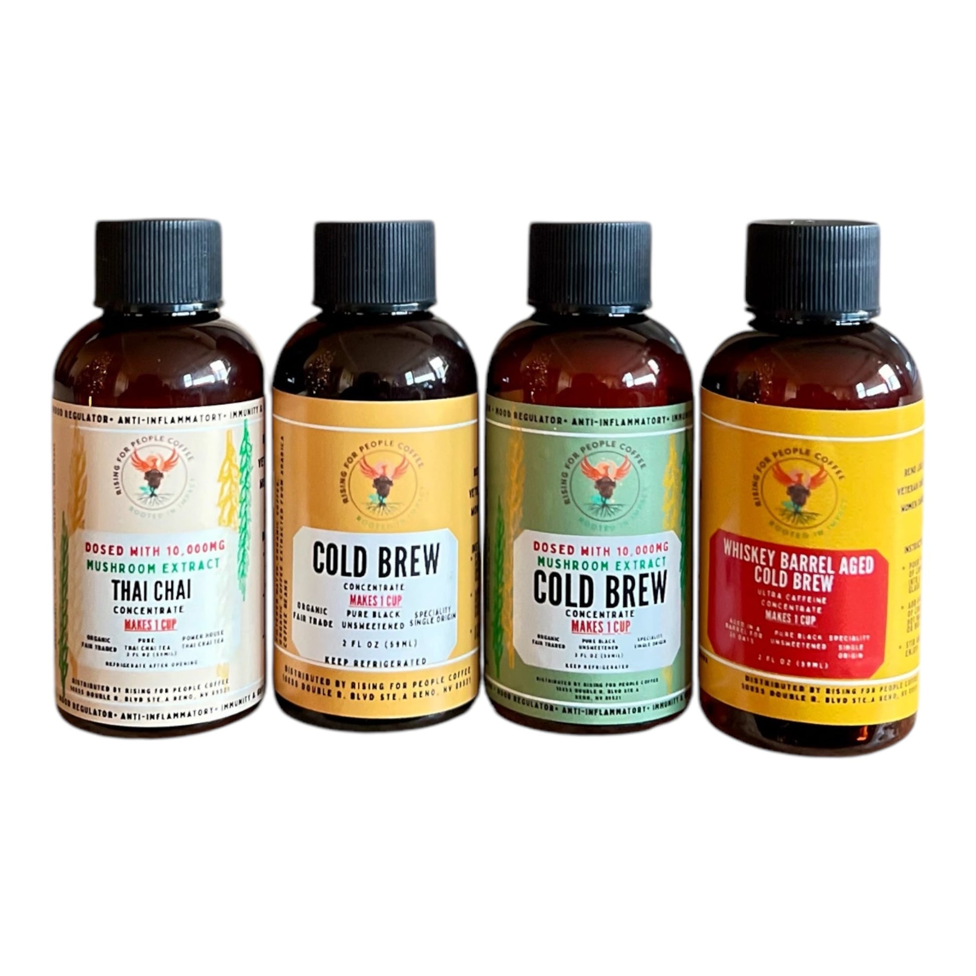 2oz Travel Cold Brew & Thai Chai Concentrate Set of 4 — Rising For People Coffee, Reno NV — image 2