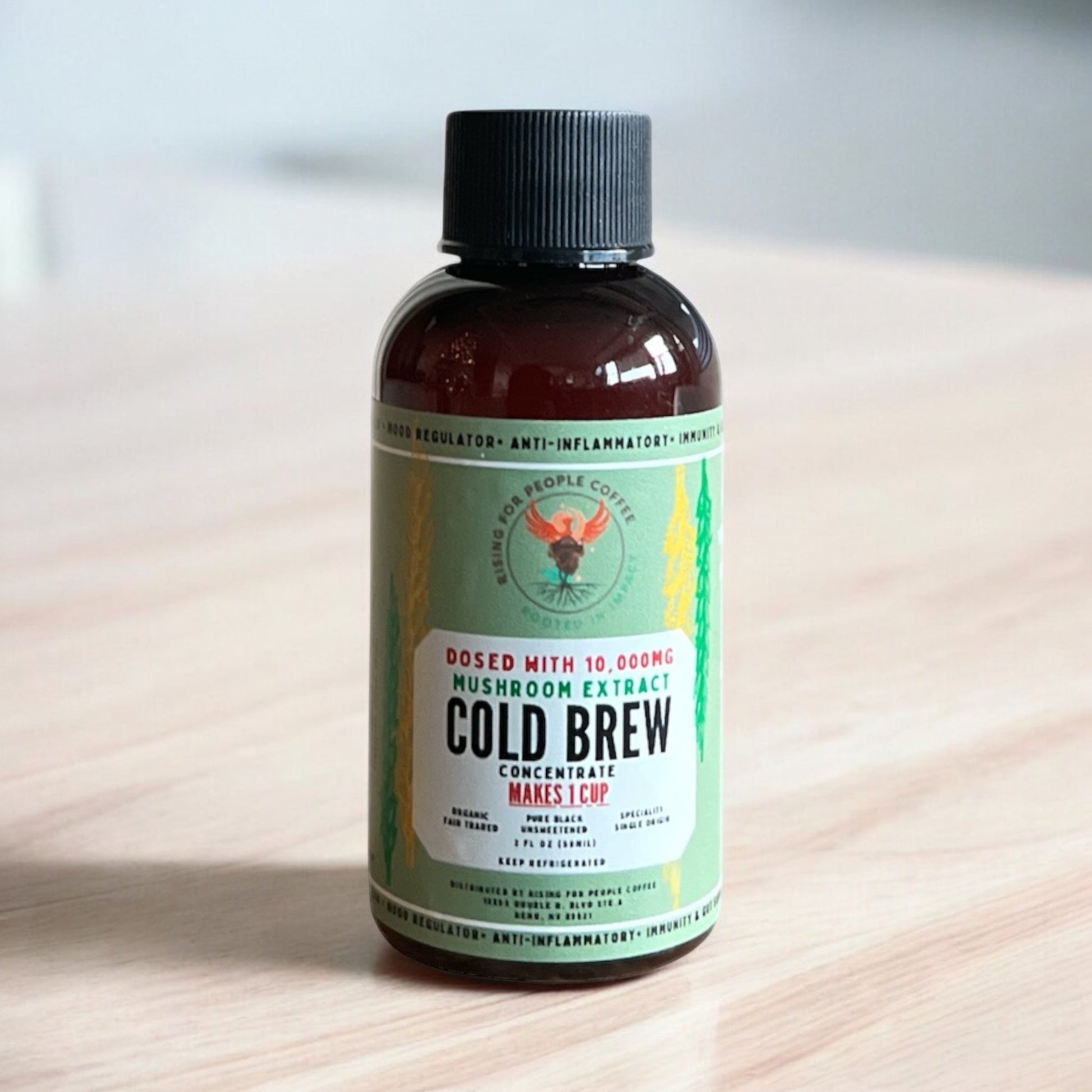 2oz Travel Mushroom Cold Brew Concentrate — medium roast — Rising For People Coffee, Reno NV
