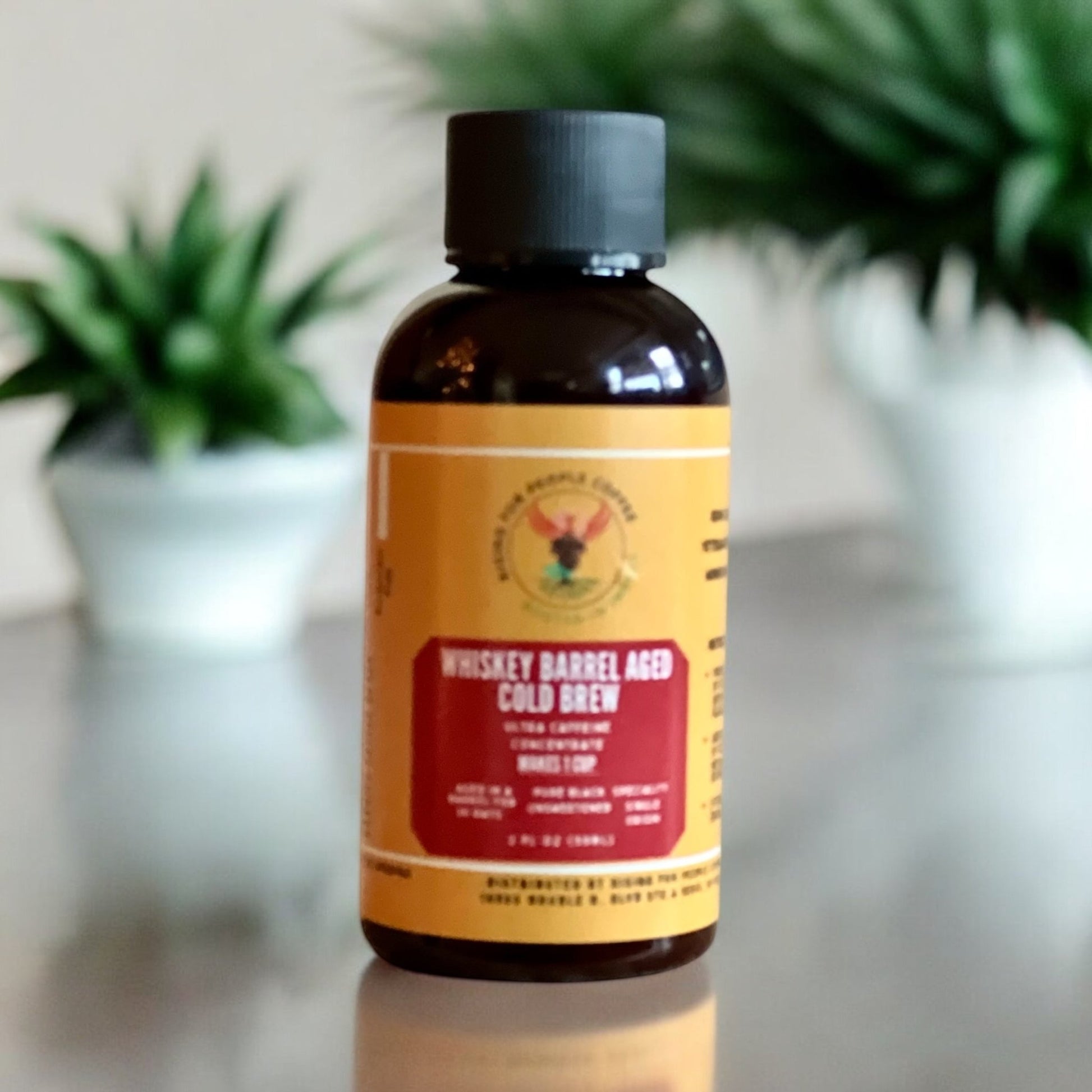 2oz Travel Whiskey barrel cold brew concentrate coffee — light roast — Rising For People Coffee, Reno NV