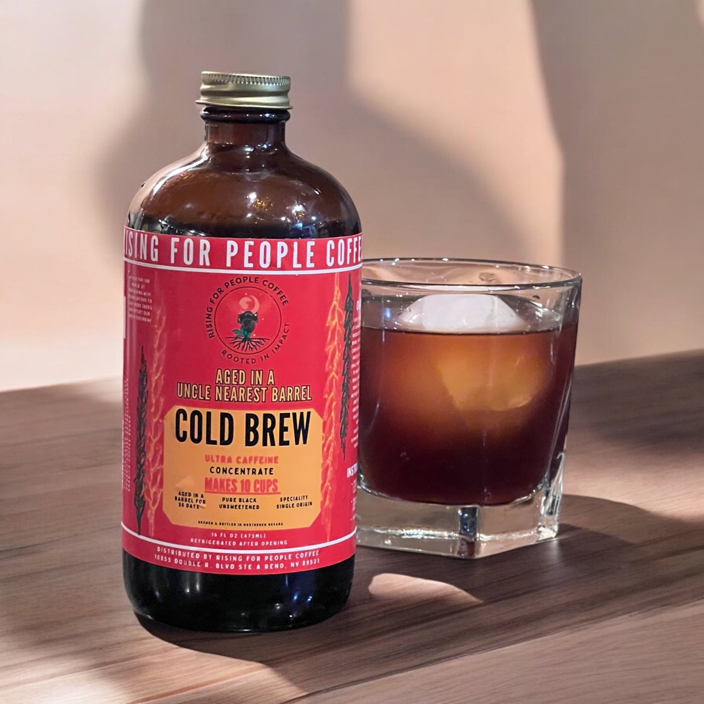 Aged Whiskey Barrel Concentrated Cold Brew Coffee — light roast — Rising For People Coffee, Reno NV — image 6