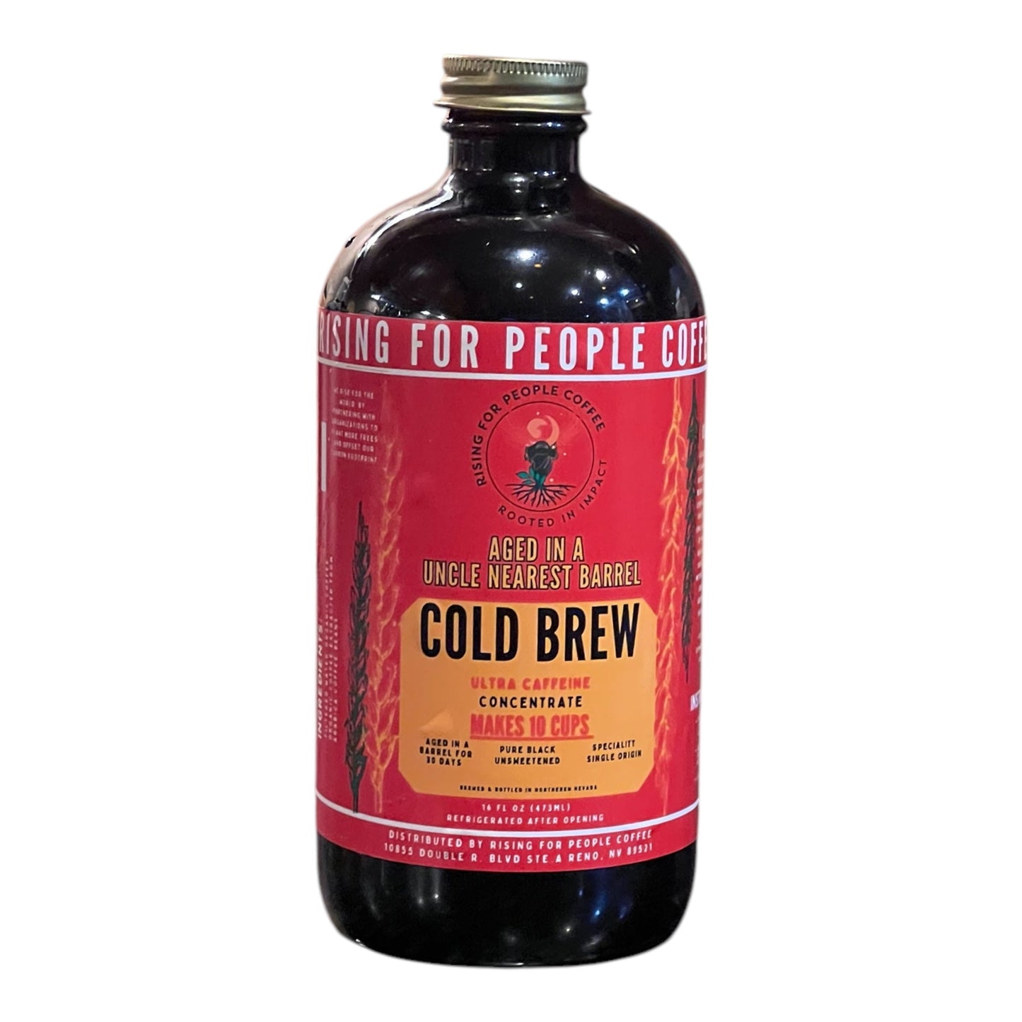 Aged Whiskey Barrel Concentrated Cold Brew Coffee — light roast — Rising For People Coffee, Reno NV — image 2