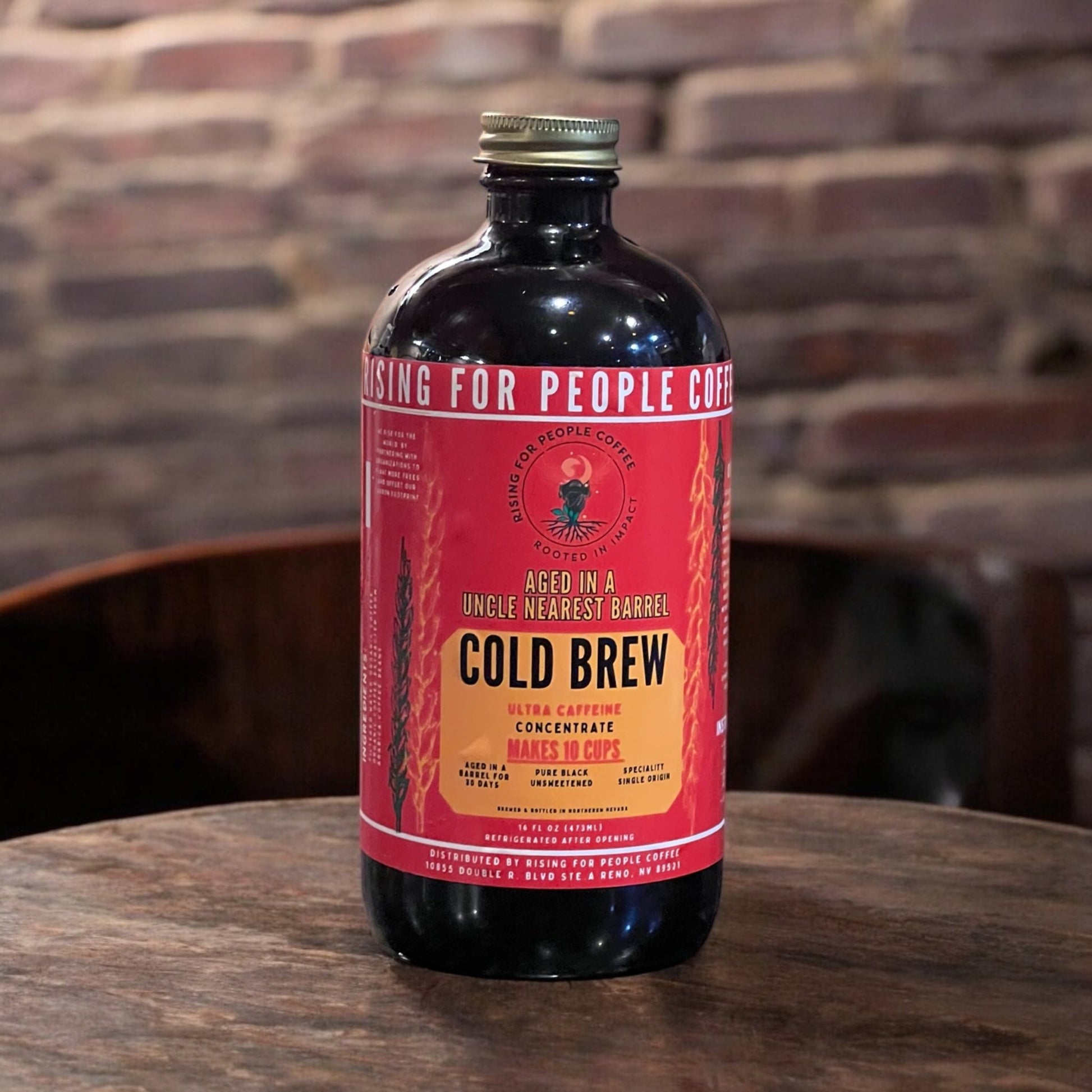 Aged Whiskey Barrel Concentrated Cold Brew Coffee — light roast — Rising For People Coffee, Reno NV — image 3