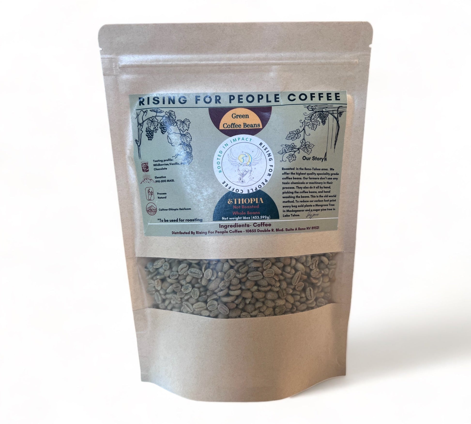 Ethiopia Natural- Green Coffee Beans — Rising For People Coffee, Reno NV — image 2
