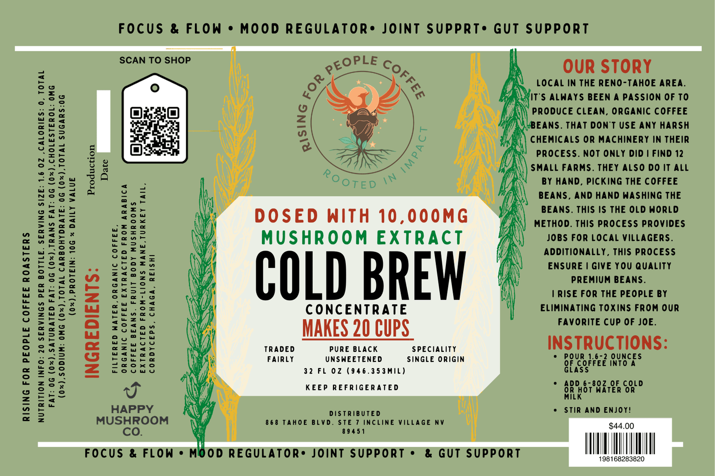 Mushroom Cold Brew & Thai Chai Concentrate Set — Rising For People Coffee, Reno NV — image 7