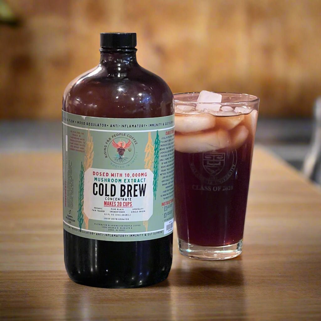 Functional Mushroom Cold Brew Concentrate — medium roast — Rising For People Coffee, Reno NV — image 4