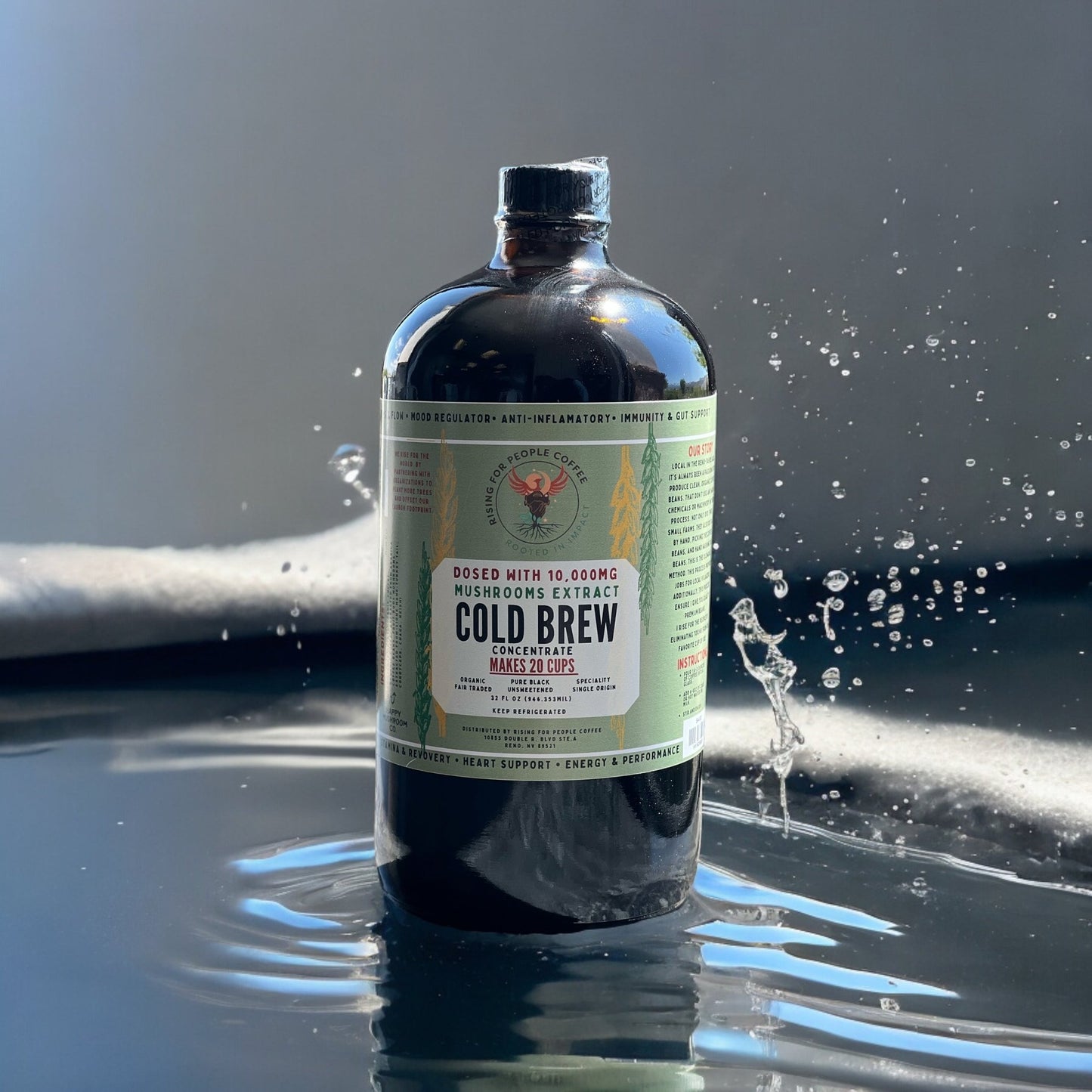 Functional Mushroom Cold Brew Concentrate — medium roast — Rising For People Coffee, Reno NV — image 8