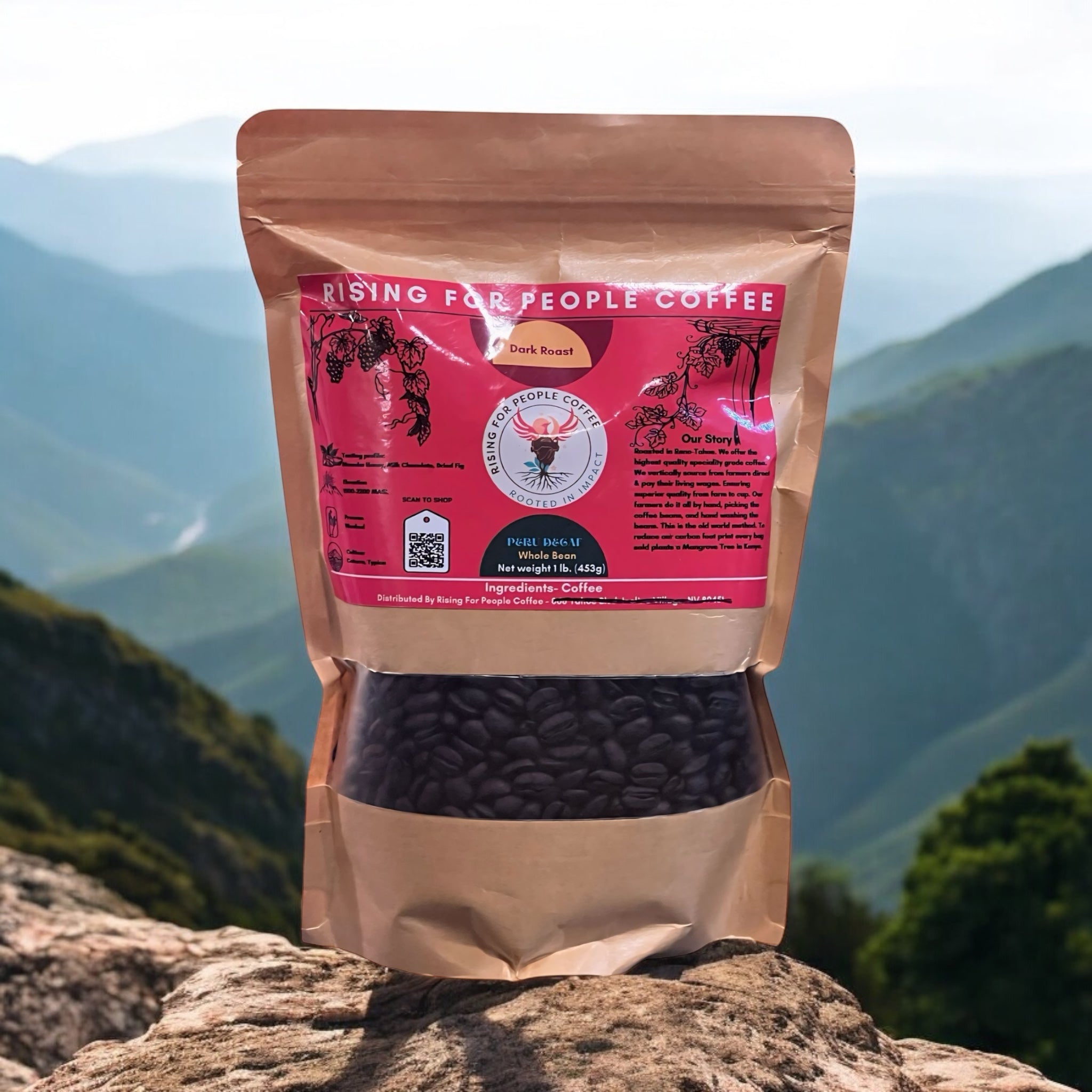 Peru Decaf — decaf medium-dark roast — Rising For People Coffee, Reno NV — image 4