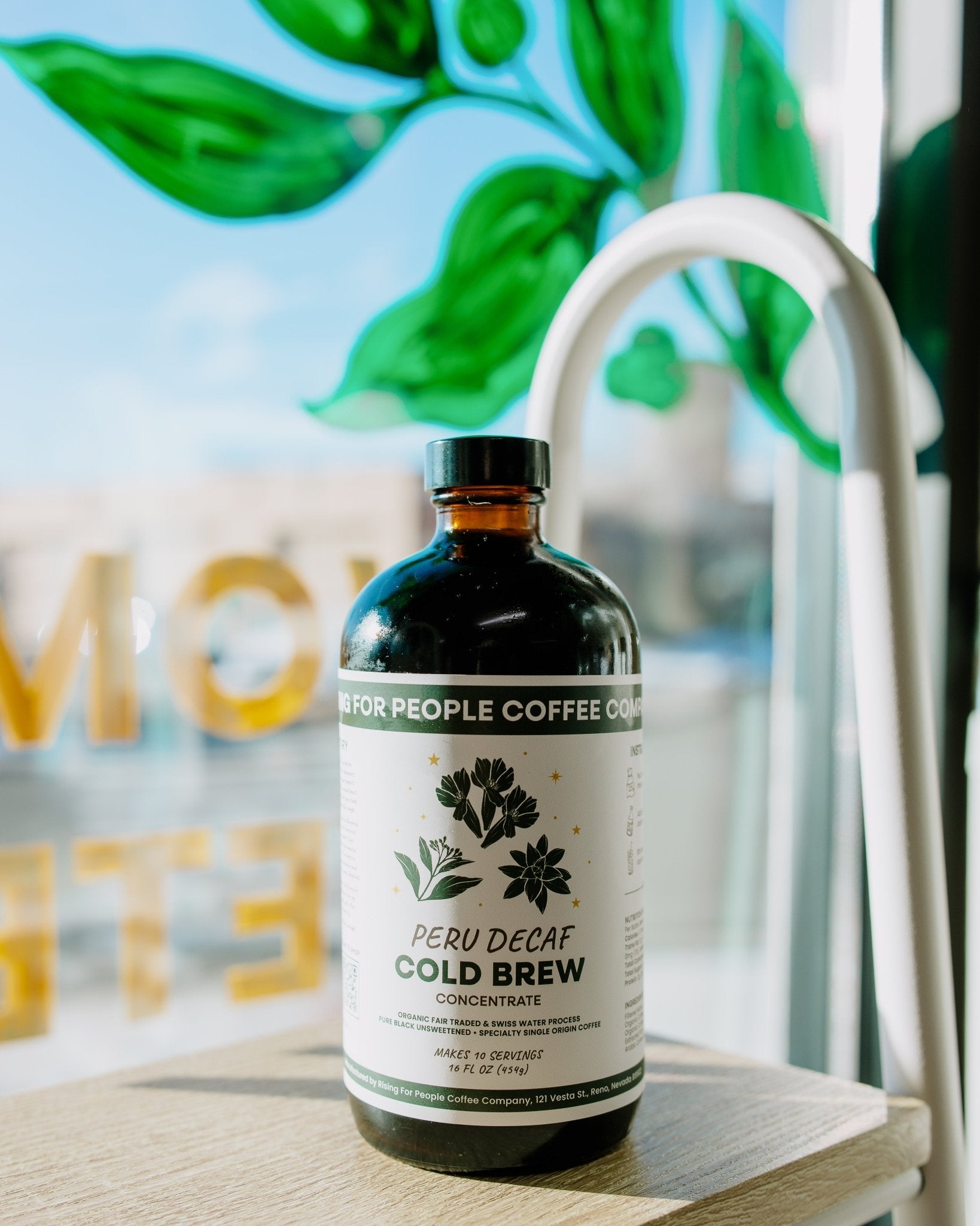 Peru Decaf Cold Brew — decaf medium-dark roast — Rising For People Coffee, Reno NV